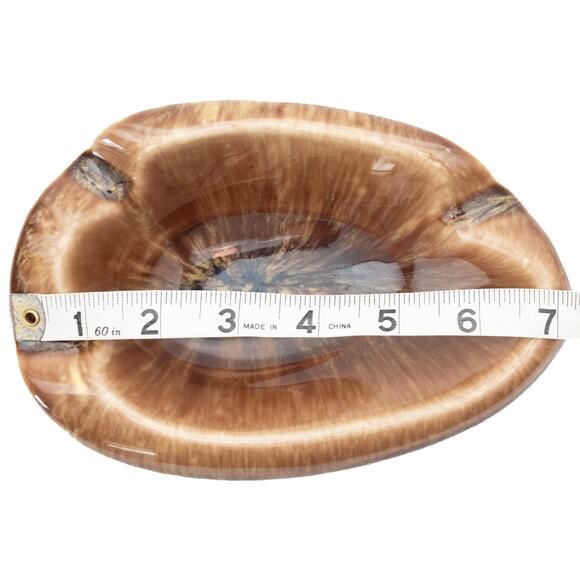 Vintage Brown Oval Ceramic Ashtray - Picture 8 of 11